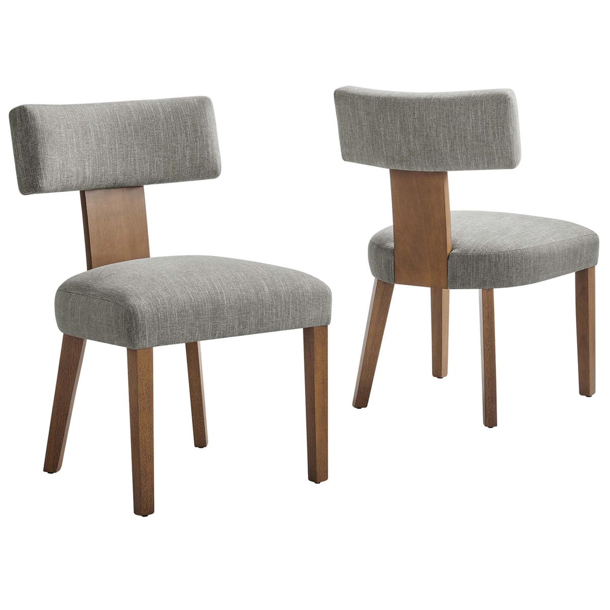EEI-6777-HEW-DBR Nalani Fabric Upholstered Dining Chairs, Heathered Weave Wheat Deep Brown - Set of 2