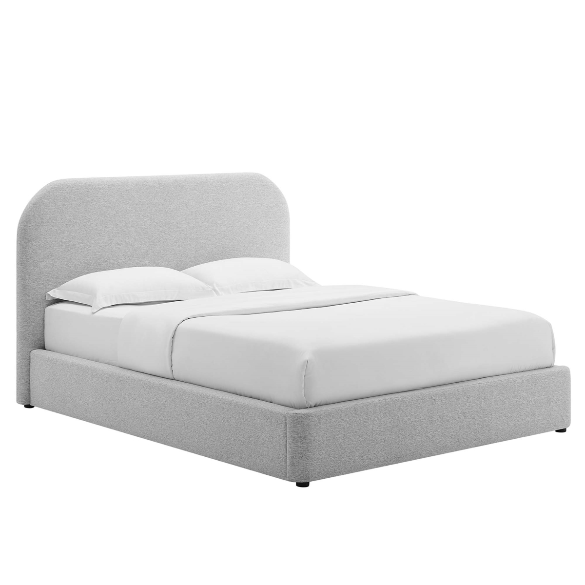 MOD-7140-HLG Keynote Upholstered Platform Bed, Heathered Weave Light Gray - Queen Size