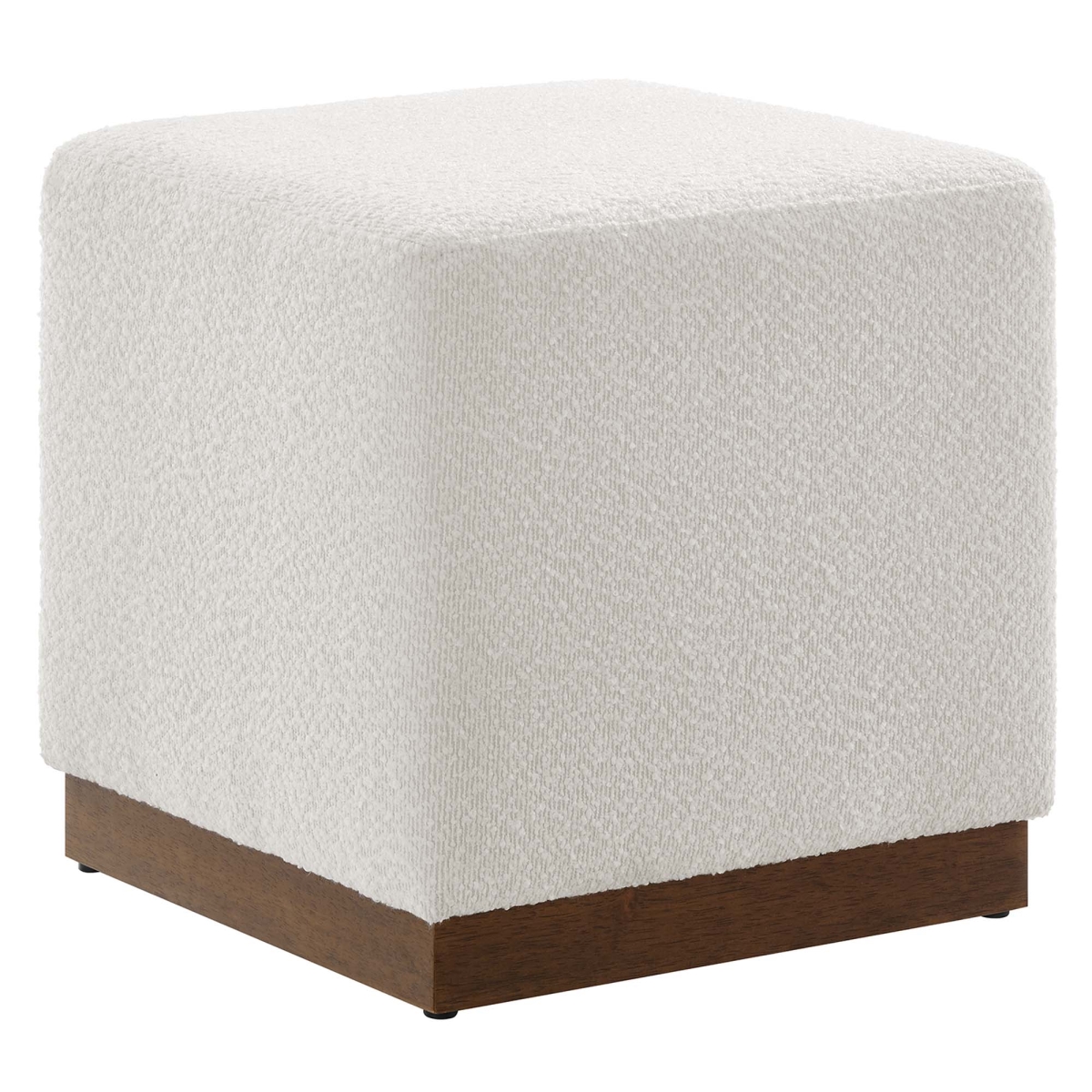 EEI-6641-CLO-WAL 17 in. Tilden Square Boucle Upholstered Ottoman, Cloud Walnut