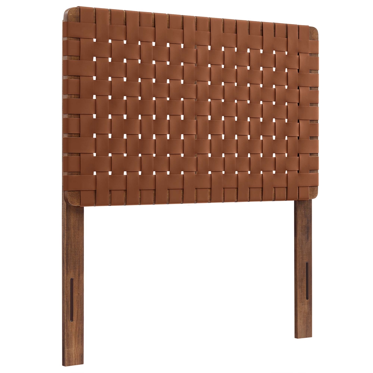 MOD-7121-WAL-BRN Sparta Vegan Leather Weave Headboard, Walnut Brown - Twin Size