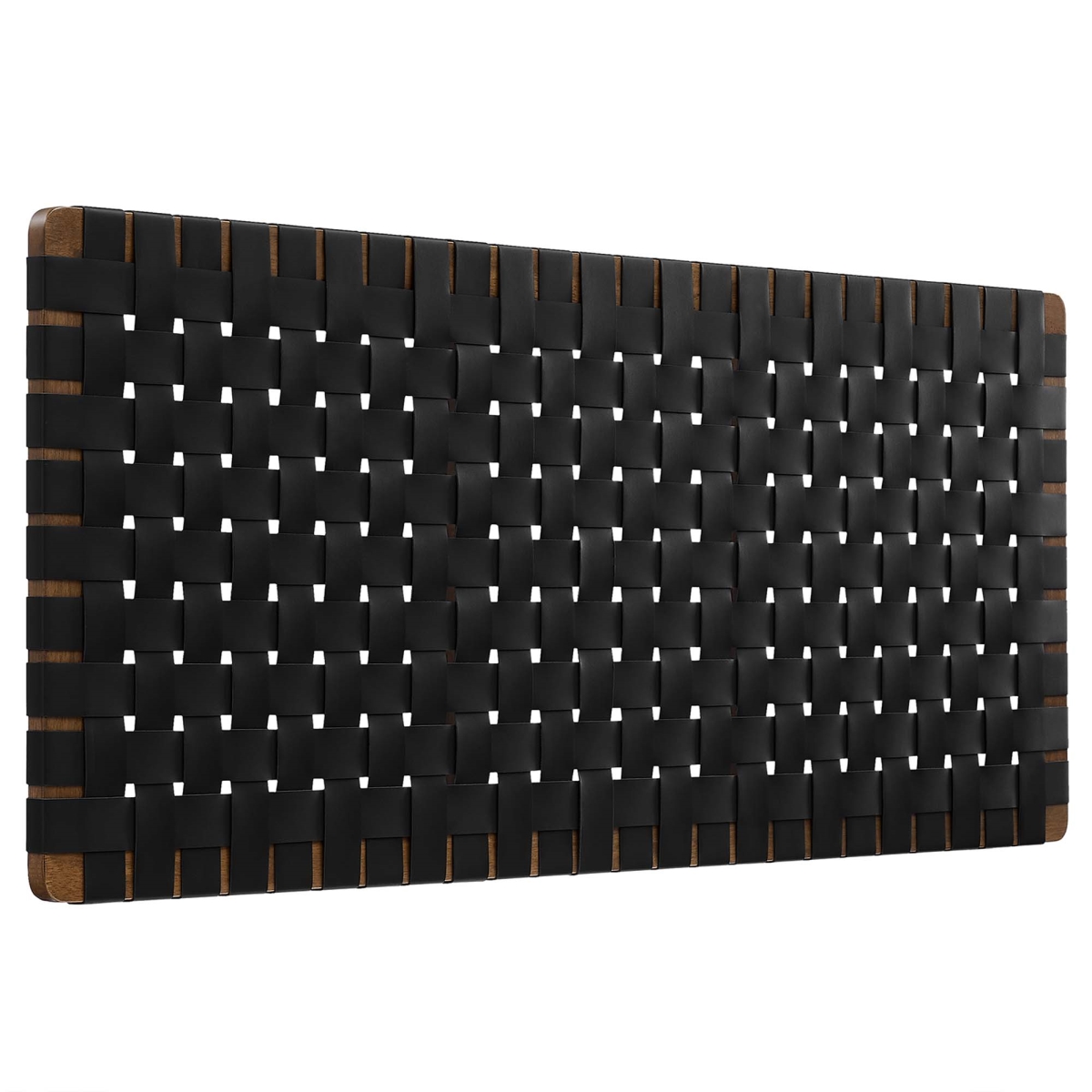 MOD-7122-WAL-BLK Sparta Wall Mount Vegan Leather Weave Headboard, Walnut Black - Full Size