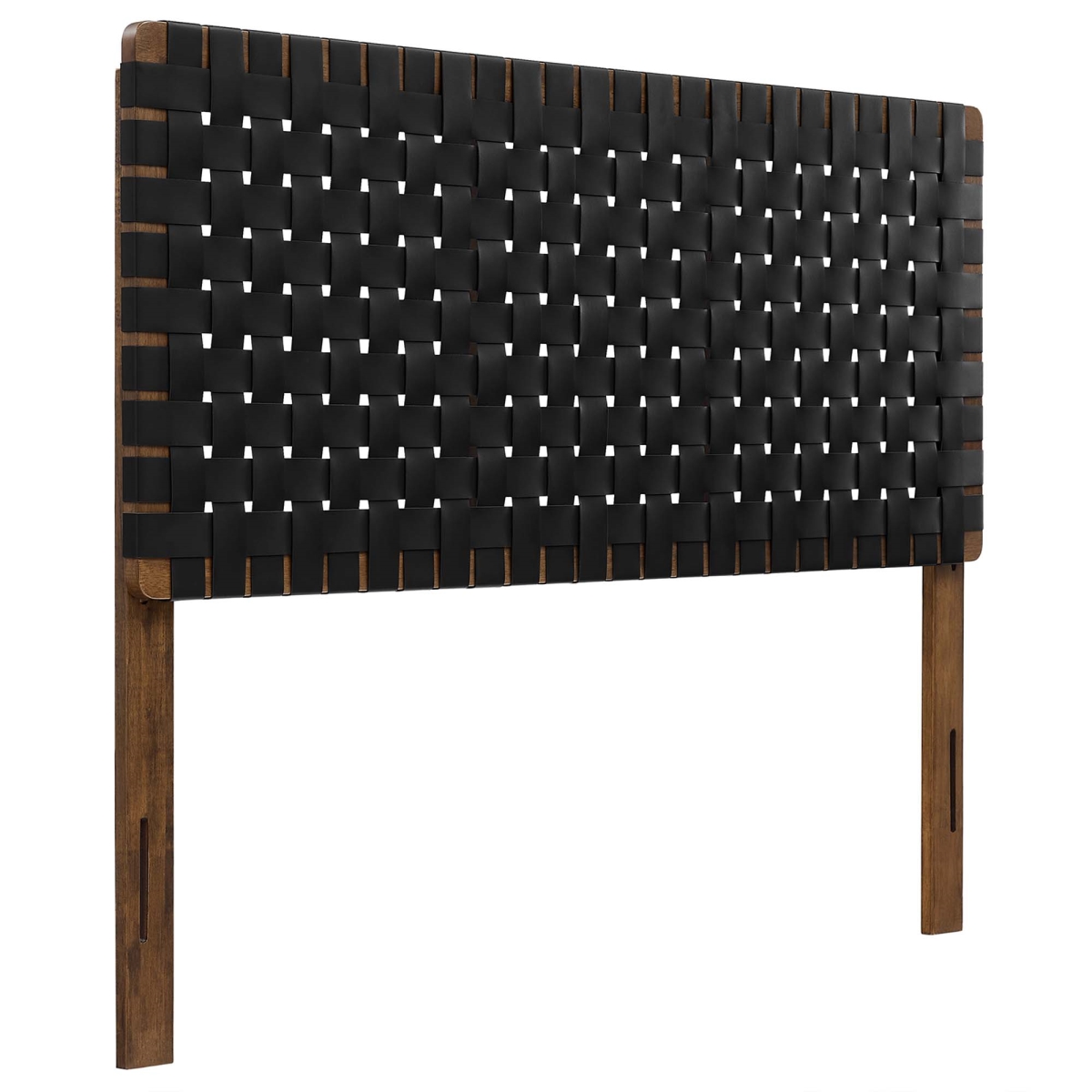 MOD-7123-WAL-BLK Sparta Vegan Leather Weave Headboard, Walnut Black - Full Size