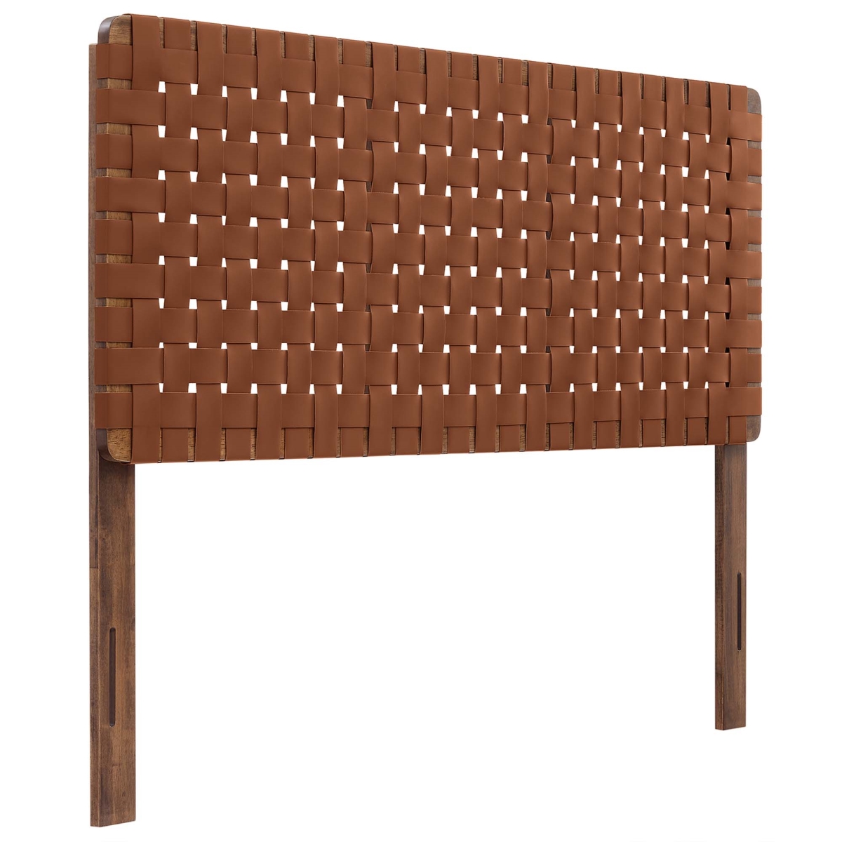 MOD-7123-WAL-BRN Sparta Vegan Leather Weave Headboard, Walnut Brown - Full Size