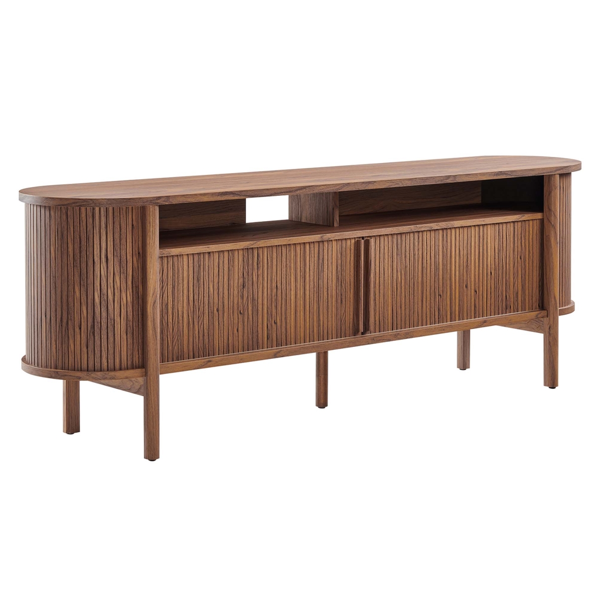 EEI-6310-WAL 71 in. Cadence Curved TV Stand, Walnut