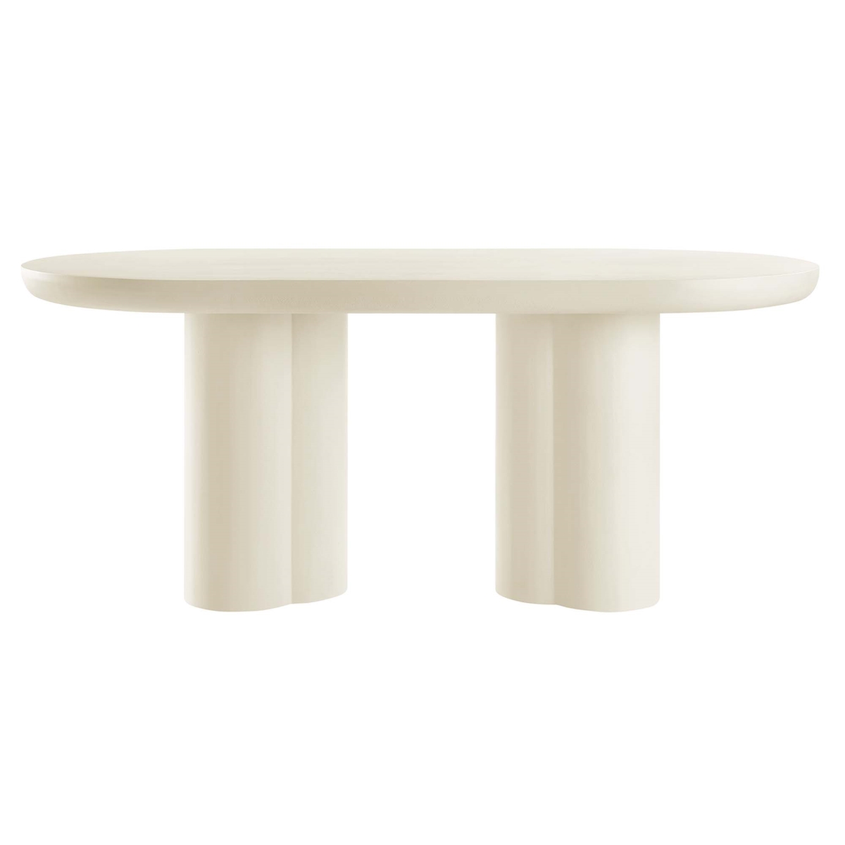 EEI-6764-WHI 72 in. Caspian Oval Concrete Dining Table, White
