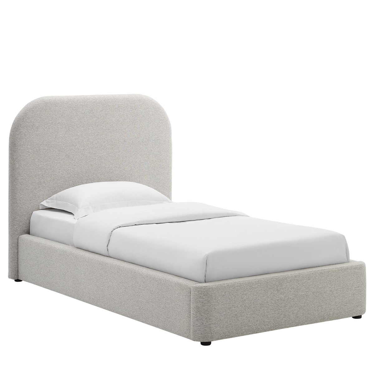 MOD-7136-HLG Keynote Upholstered Platform Bed, Heathered Weave Light Gray - Twin Size