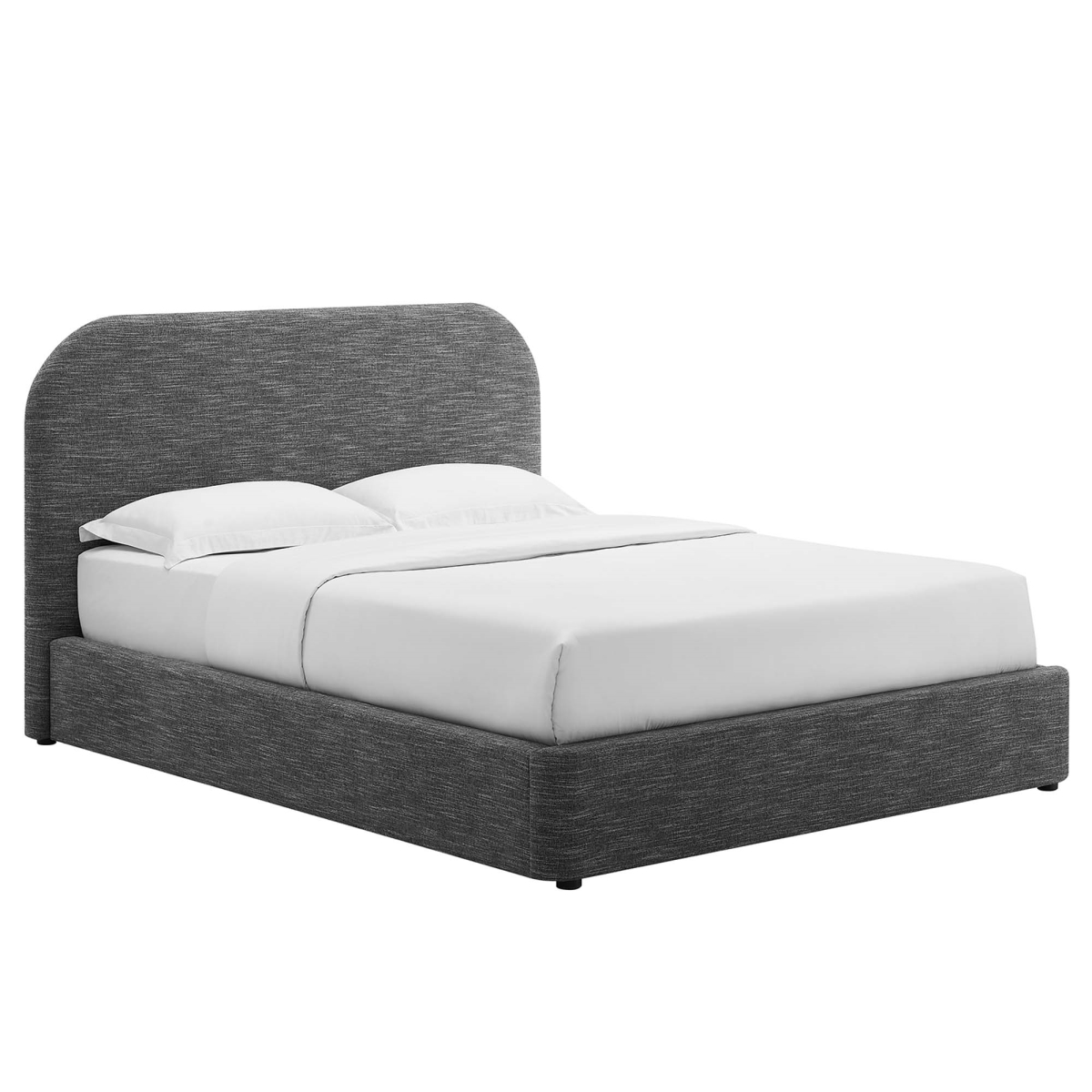 MOD-7138-HSL Keynote Upholstered Fabric Curved Platform Bed, Heathered Weave Slate - Full Size