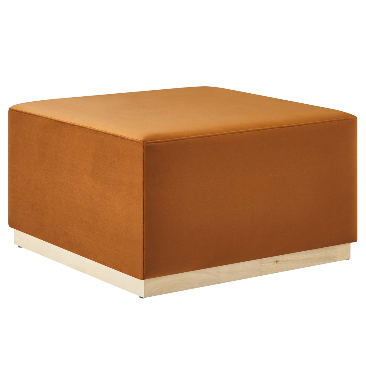 EEI-6643-RUS-NAT 28 in. Tilden Square Performance Velvet Upholstered Ottoman, Rust Natural - Large