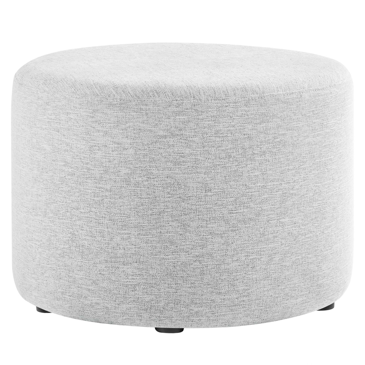 EEI-6645-HLG 23 in. Callum Round Upholstered Ottoman, Heathered Weave Light Gray - Large