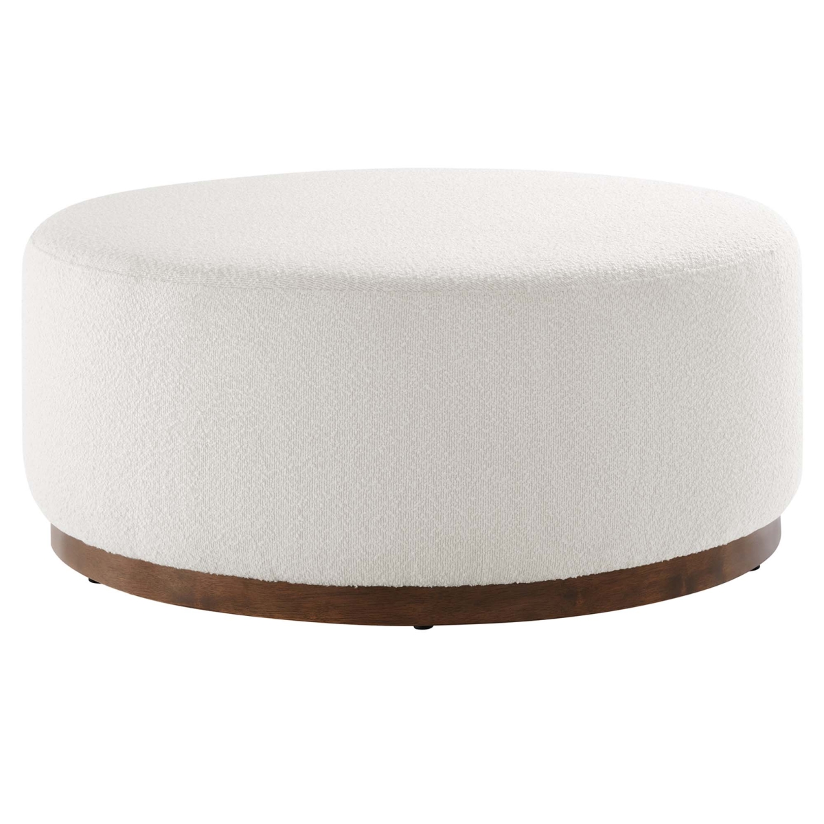 EEI-6682-CLO-WAL 38 in. Tilden Round Boucle Upholstered Ottoman, Cloud Walnut - Large