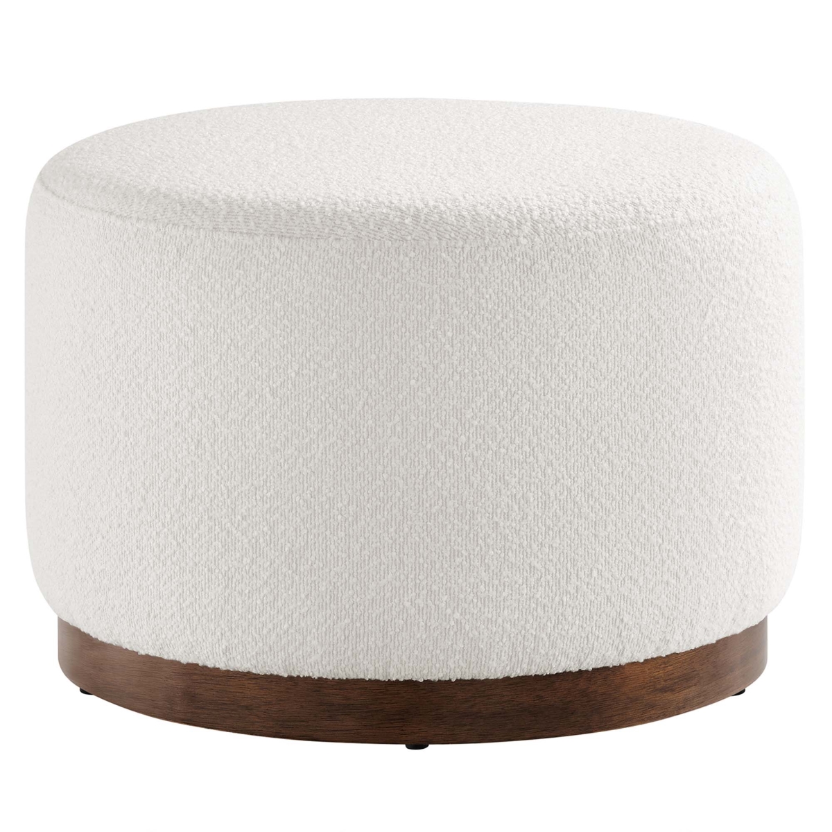EEI-6683-CLO-WAL 23 in. Tilden Round Boucle Upholstered Ottoman, Cloud Walnut - Large