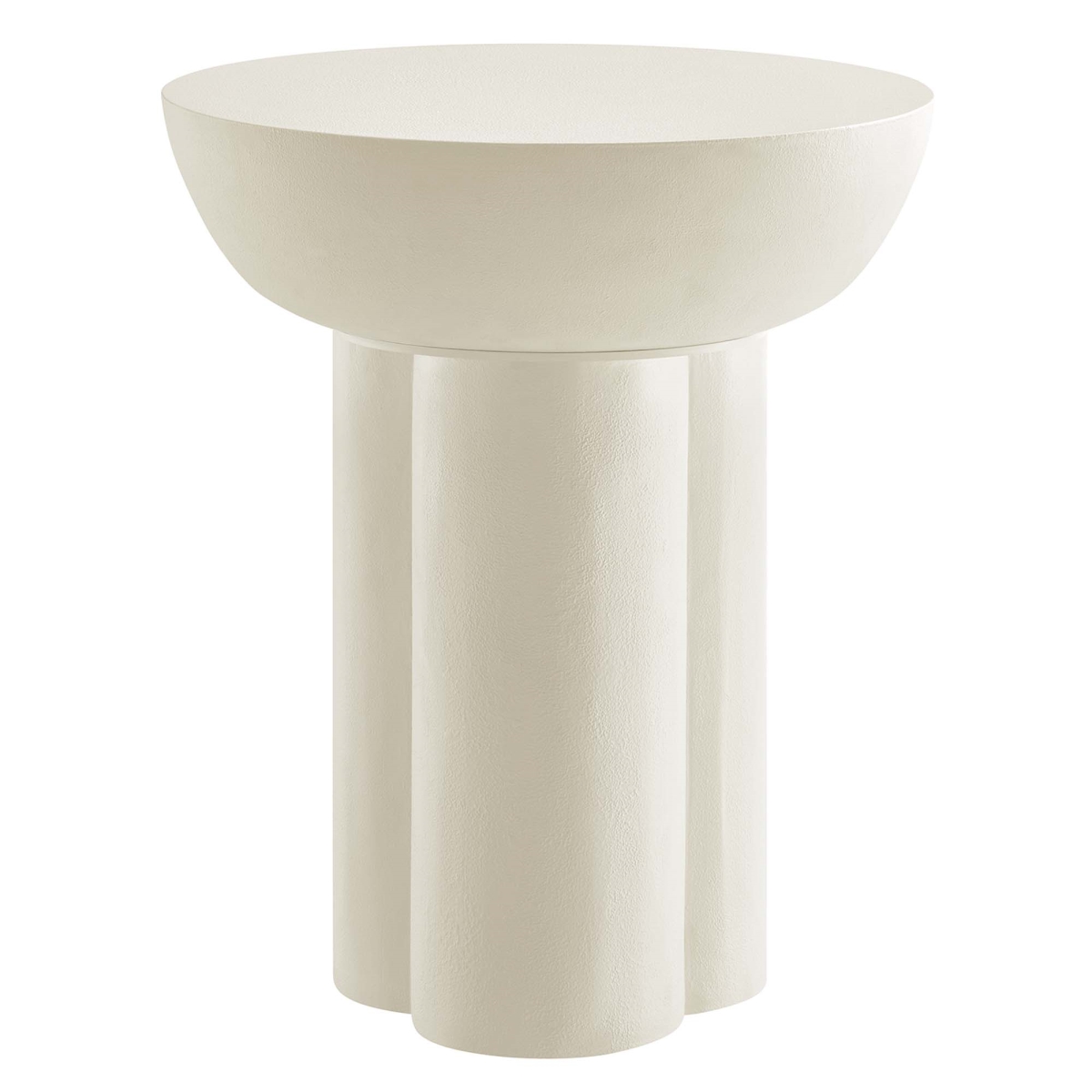 EEI-6761-WHI Caspian Round Concrete Side Table, White