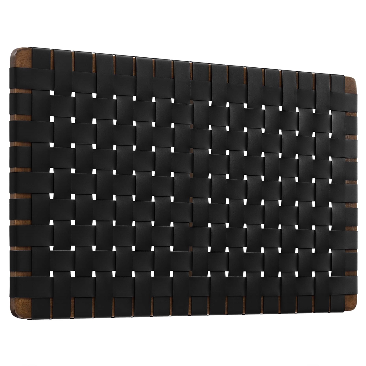 MOD-7120-WAL-BLK Sparta Wall Mount Vegan Leather Weave Headboard, Walnut Black - Twin Size