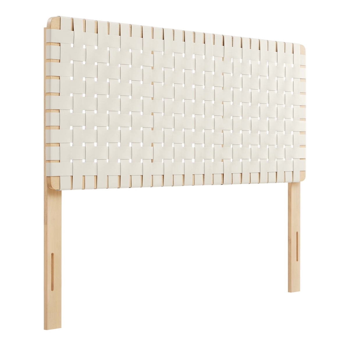 MOD-7123-NAT-BEI Sparta Vegan Leather Weave Headboard, Natural Beige - Full Size