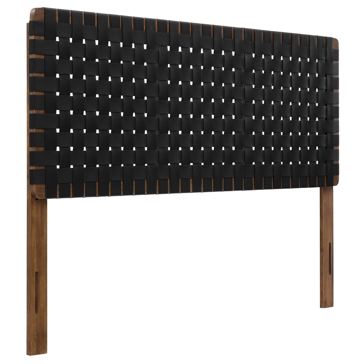 MOD-7125-WAL-BLK Sparta Vegan Leather Weave Headboard, Walnut Black - Queen Size