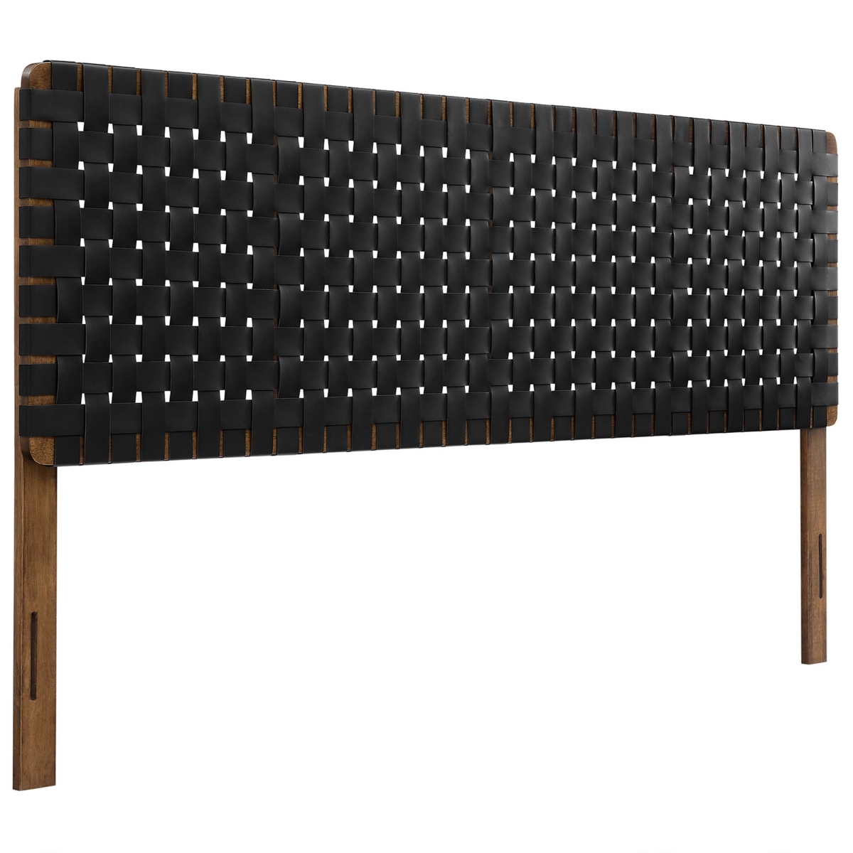 MOD-7127-WAL-BLK Sparta Vegan Leather Weave Headboard, Walnut Black - King Size