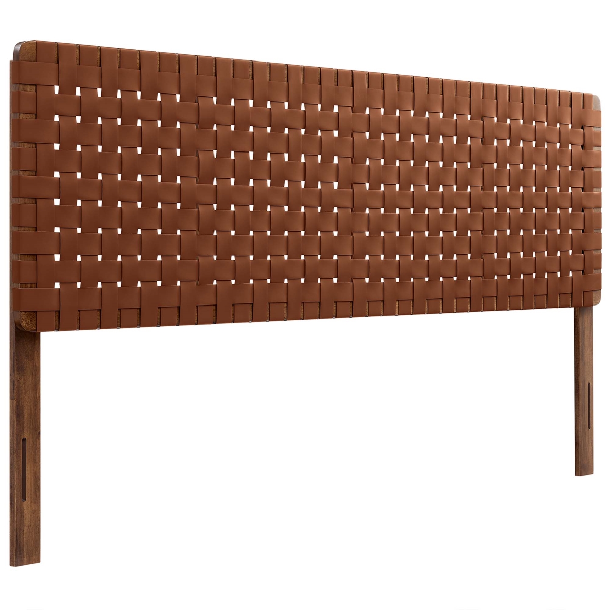 MOD-7127-WAL-BRN Sparta Vegan Leather Weave Headboard, Walnut Brown - King Size