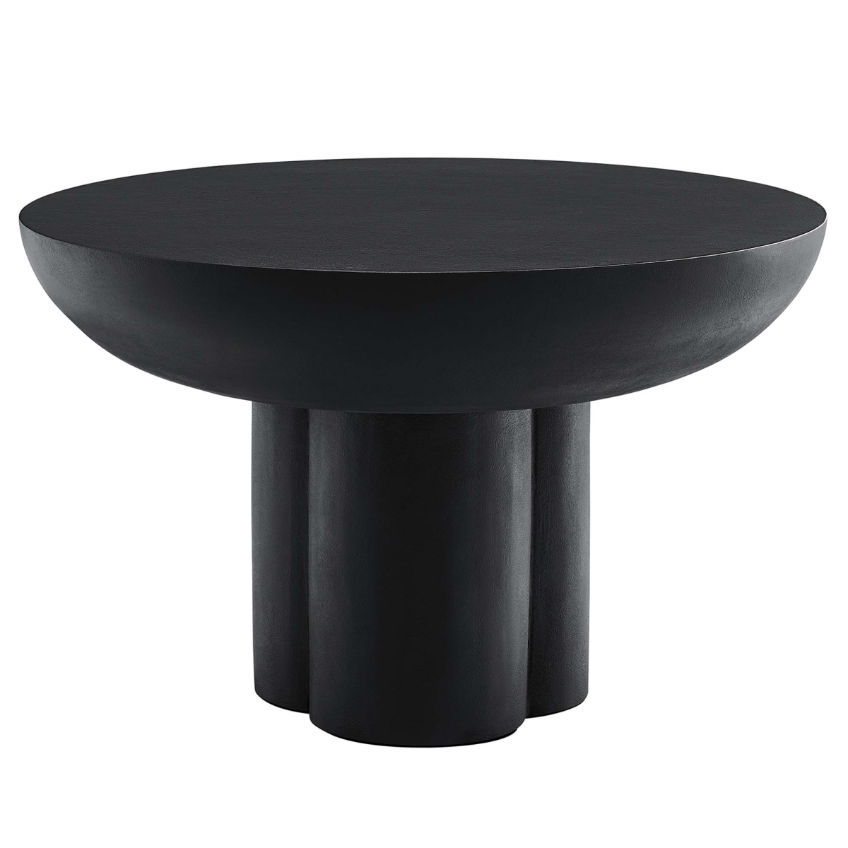 EEI-6760-BLK Caspian Round Concrete Coffee Table, Black