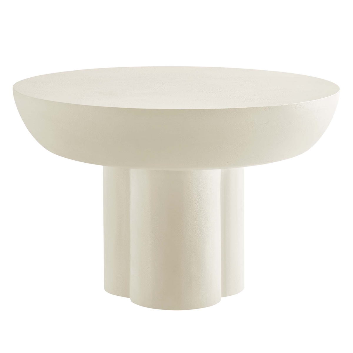 EEI-6760-WHI Caspian Round Concrete Coffee Table, White