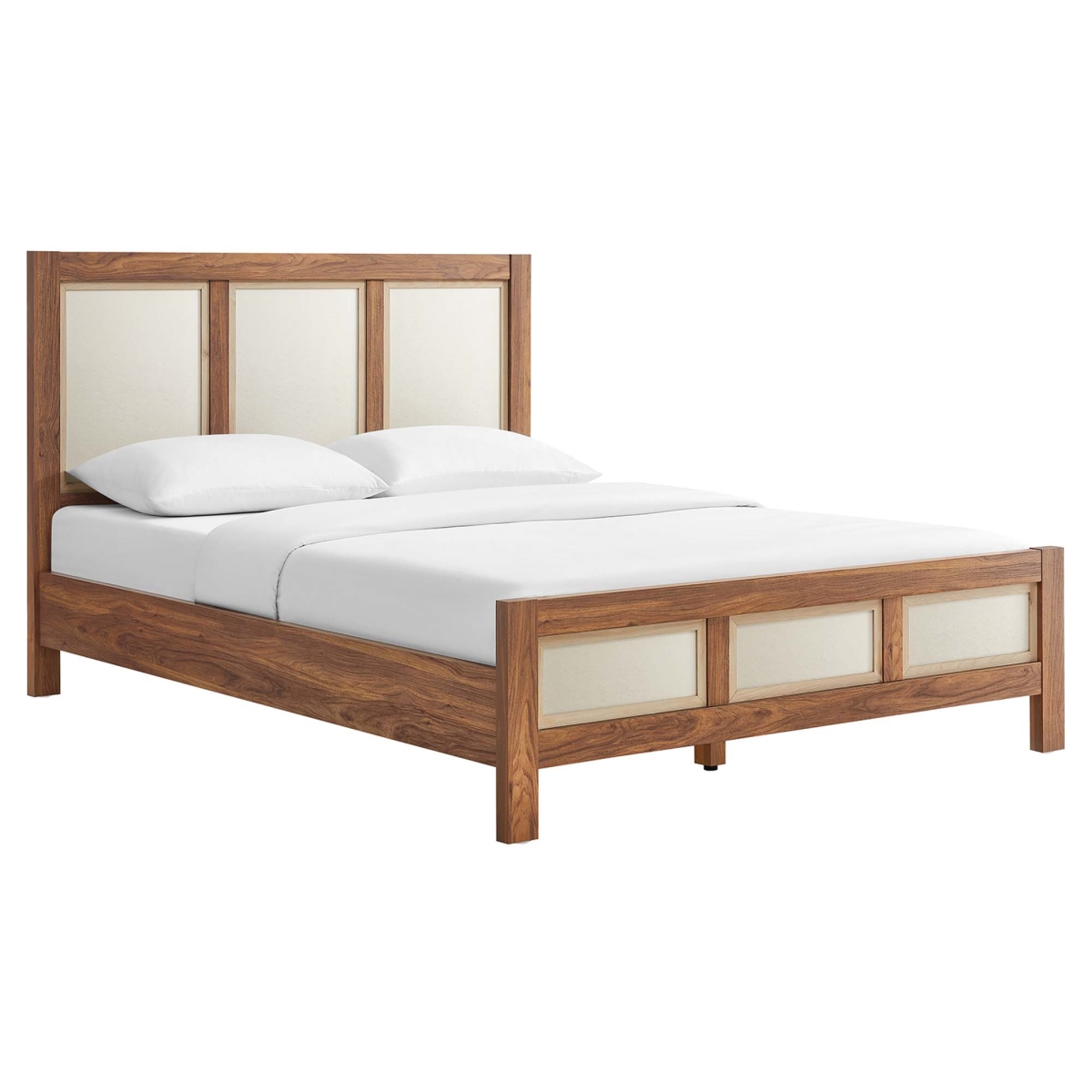 MOD-7119-WAL Capri Wood Grain Platform Bed, Walnut - Queen Size
