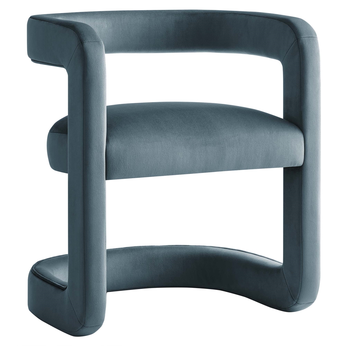 EEI-7052-CAB Winslow Barrel Performance Velvet Dining Chair, Cadet Blue