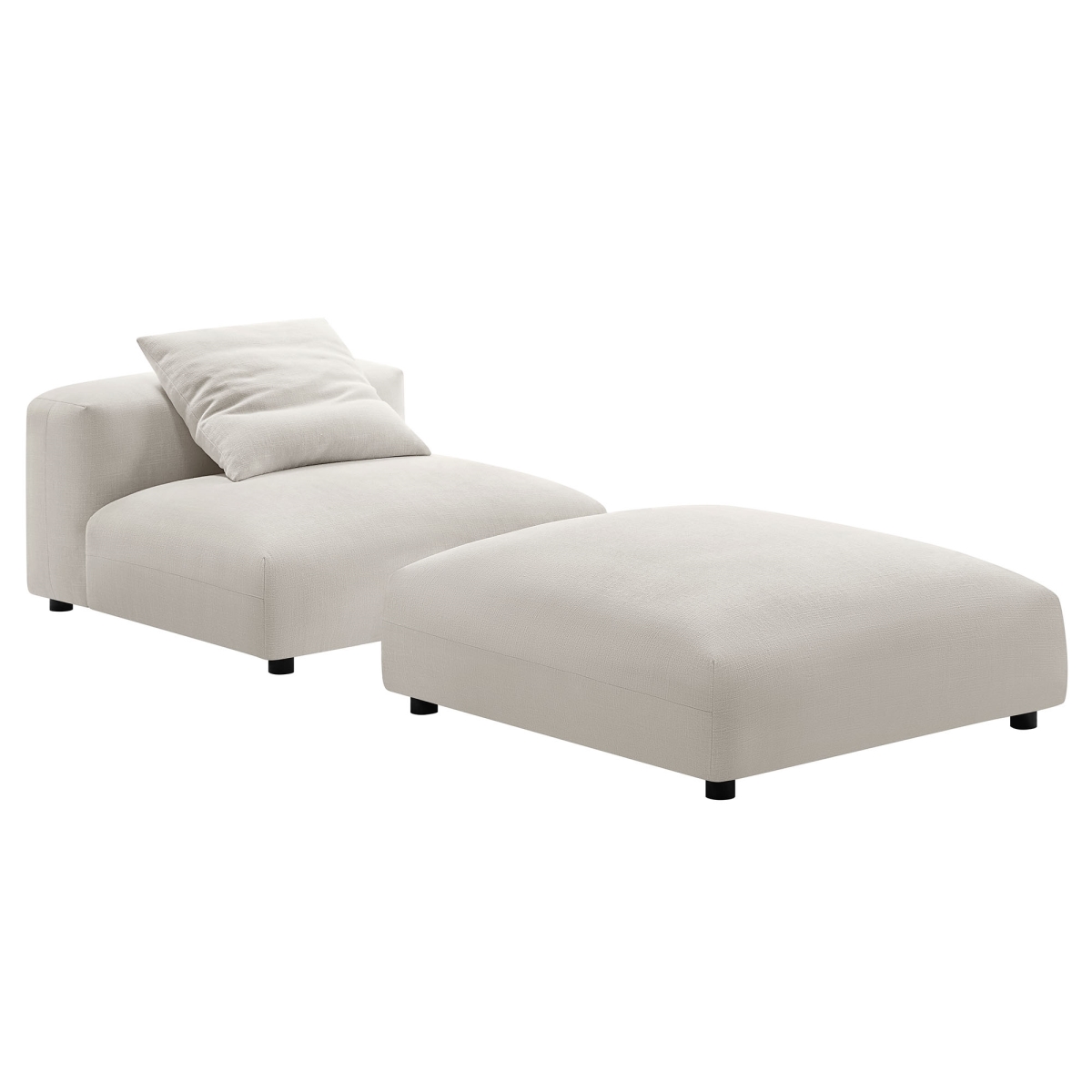 EEI-7023-SAL Solace Modular Upholstered Fabric Armless Chair & Ottoman Set, Salt