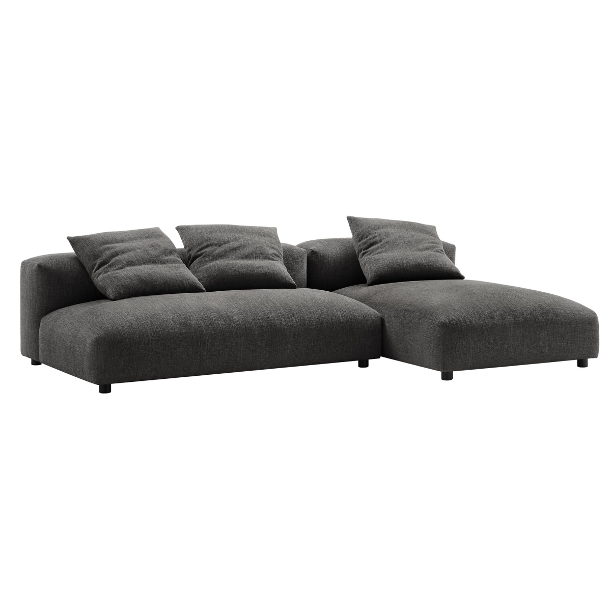EEI-7025-CHA Solace Modular Upholstered Fabric Sectional Sofa with Chaise, Charcoal - 2 Piece