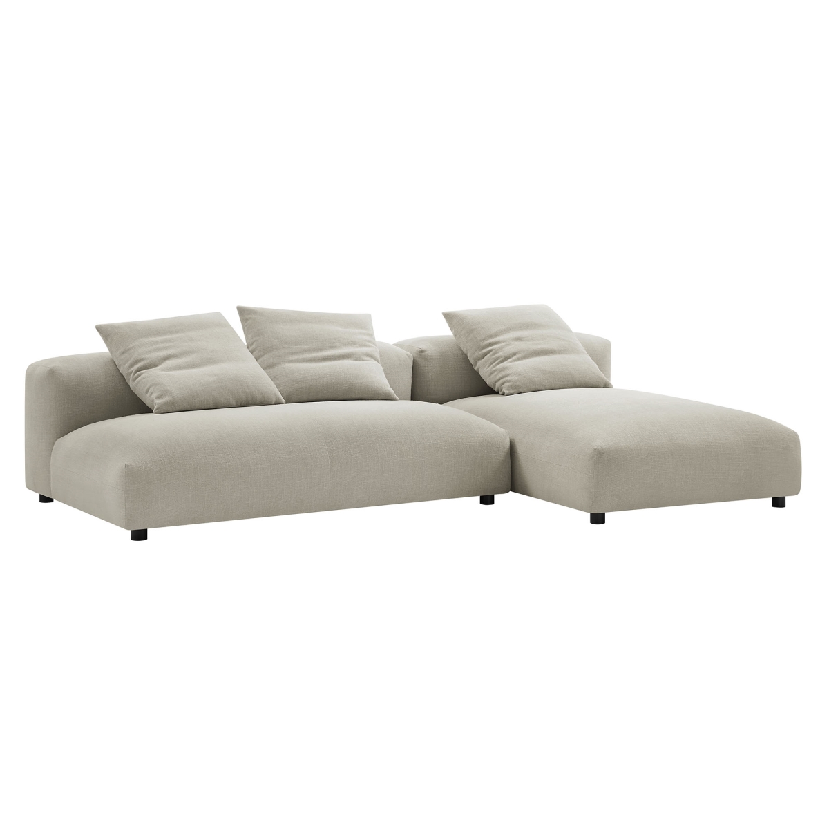 EEI-7025-LIN Solace Modular Upholstered Fabric Sectional Sofa with Chaise, Linen - 2 Piece