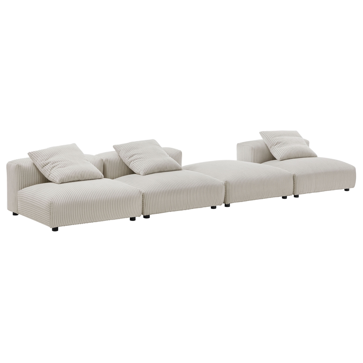 EEI-7026-ALM Solace Modular Corduroy Upholstered Sectional Sofa, Almond - 4 Piece