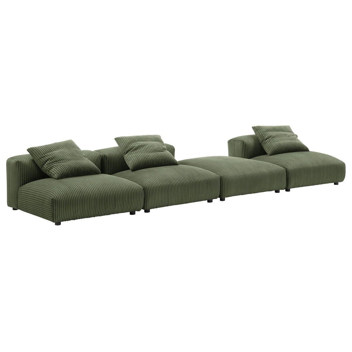 EEI-7026-FRN Solace Modular Corduroy Upholstered Sectional Sofa, Fern - 4 Piece