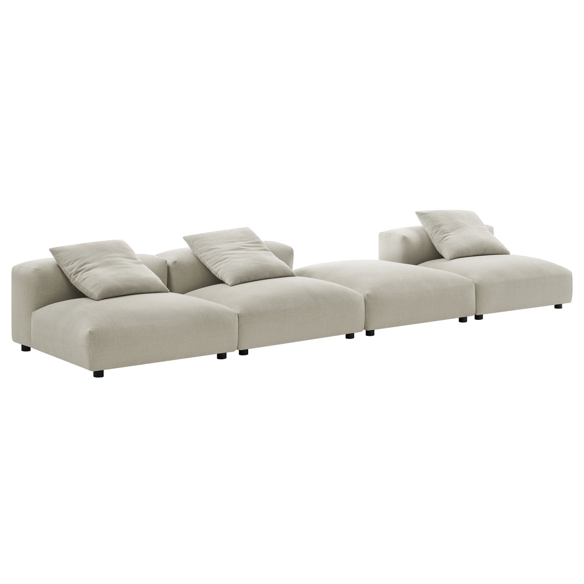 EEI-7027-LIN Solace Modular Upholstered Fabric Sectional Sofa, Linen - 4 Piece