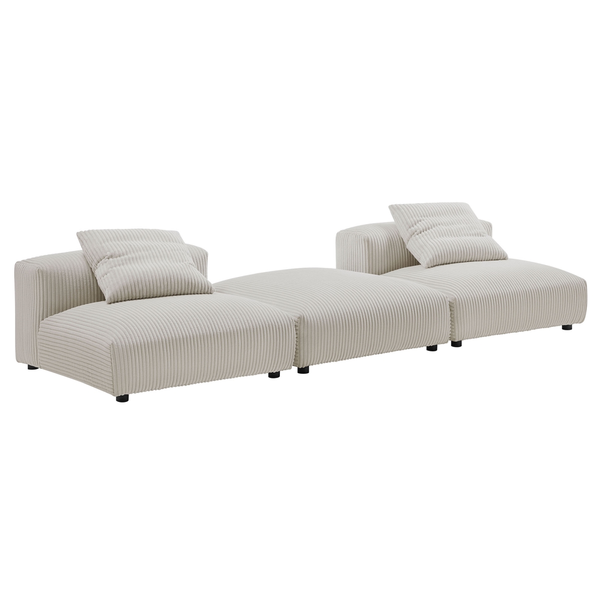 EEI-7028-ALM Solace Modular Corduroy Upholstered Sectional Sofa, Almond - 3 Piece