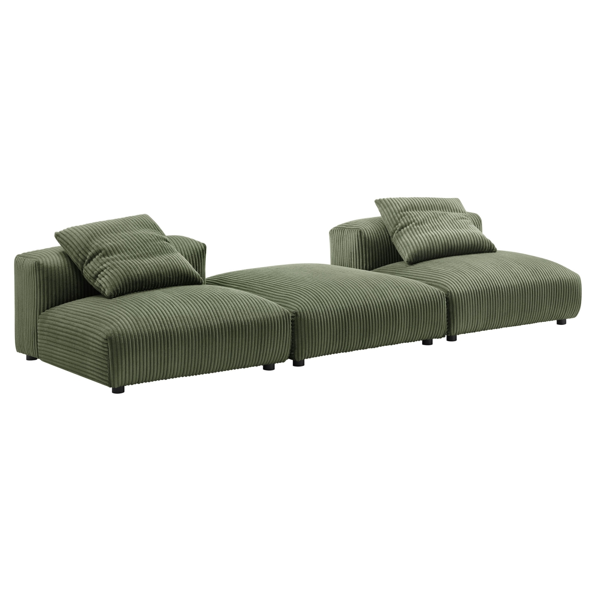 EEI-7028-FRN Solace Modular Corduroy Upholstered Sectional Sofa, Fern - 3 Piece