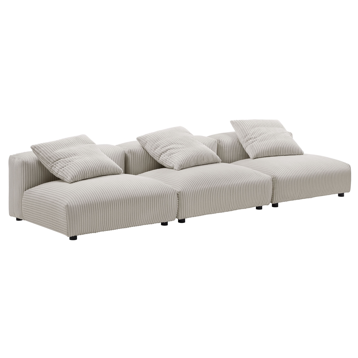 EEI-7034-ALM Solace Modular Corduroy Upholstered Sofa, Almond - 3 Piece