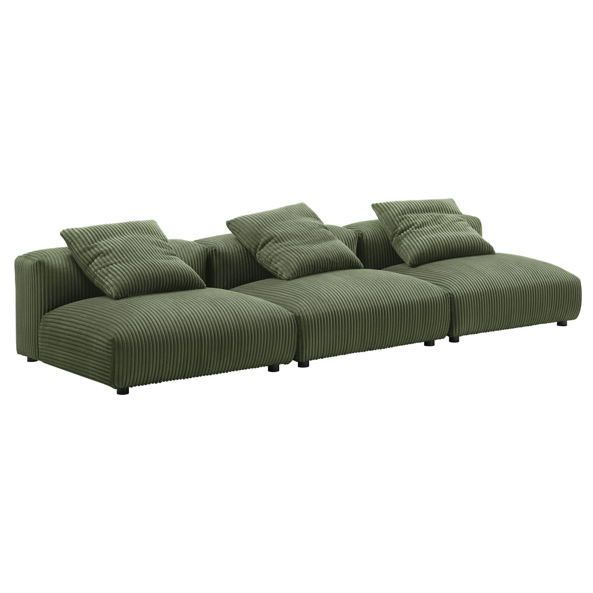 EEI-7034-FRN Solace Modular Corduroy Upholstered Sofa, Fern - 3 Piece
