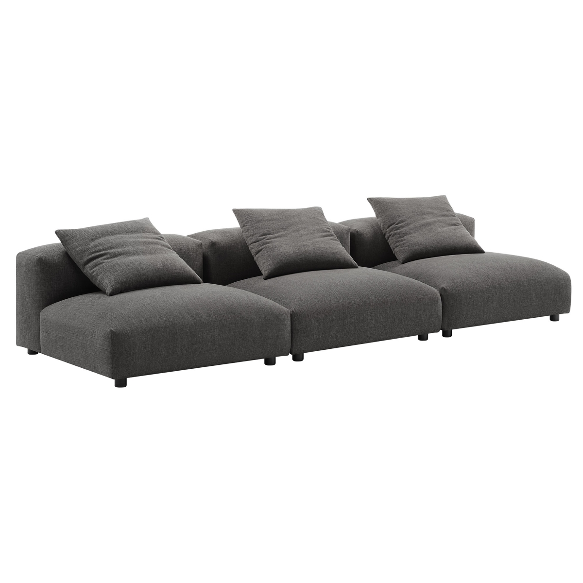 EEI-7035-CHA Solace Modular Upholstered Fabric Sofa, Charcoal - 3 Piece