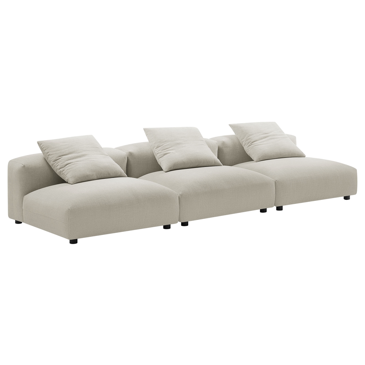 EEI-7035-LIN Solace Modular Upholstered Fabric Sofa, Linen - 3 Piece