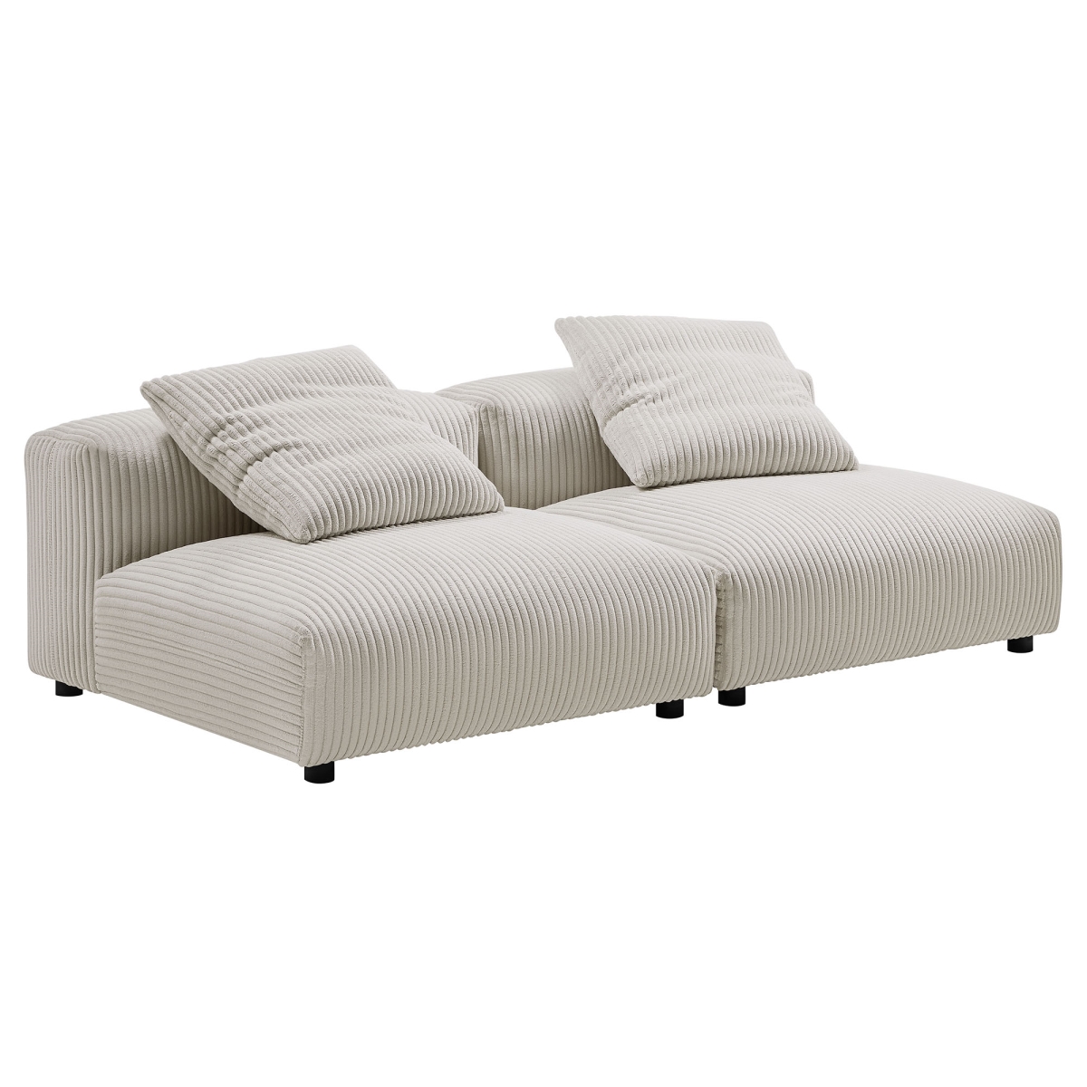 EEI-7036-ALM Solace Modular Corduroy Upholstered Sofa, Almond - 2 Piece
