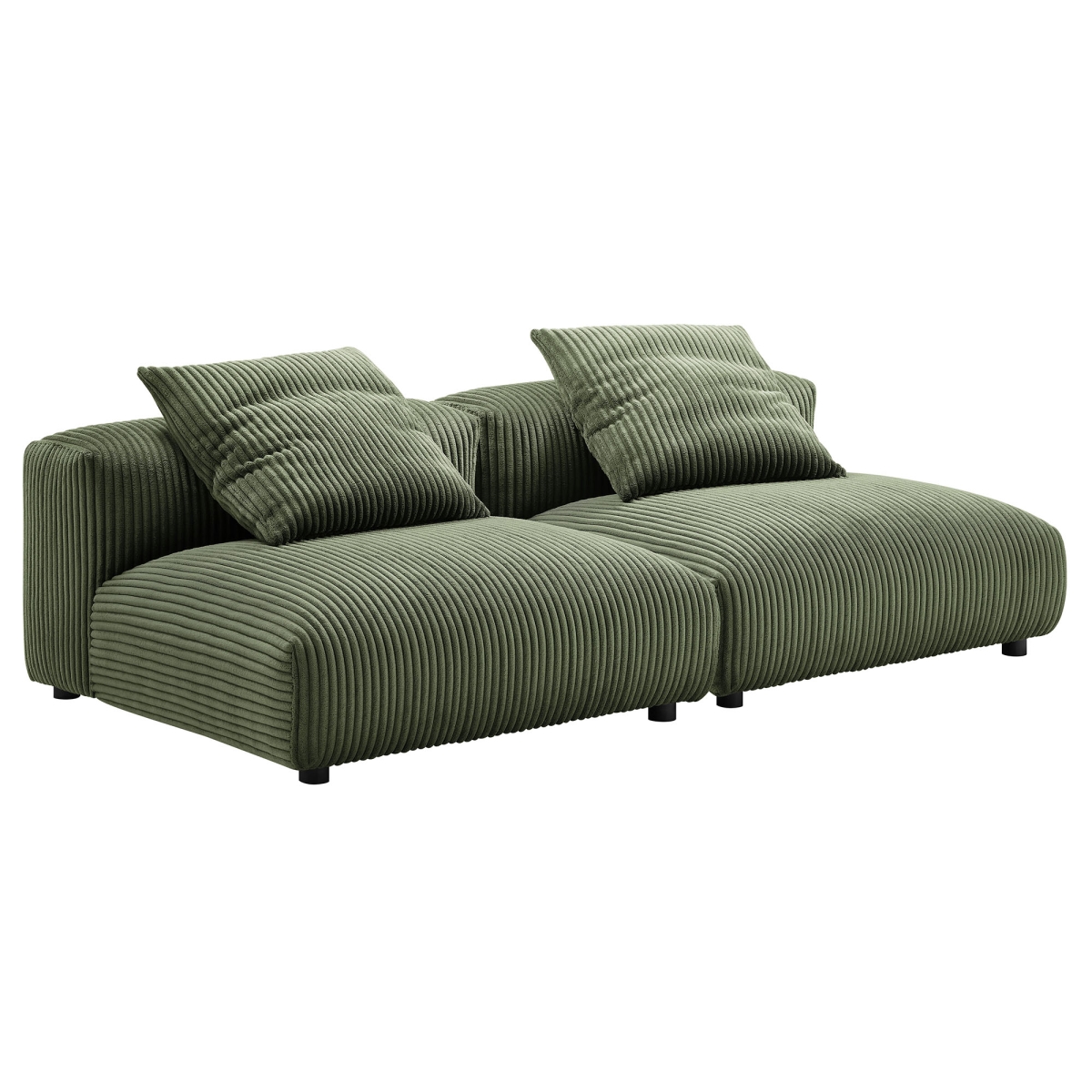 EEI-7036-FRN Solace Modular Corduroy Upholstered Sofa, Fern - 2 Piece