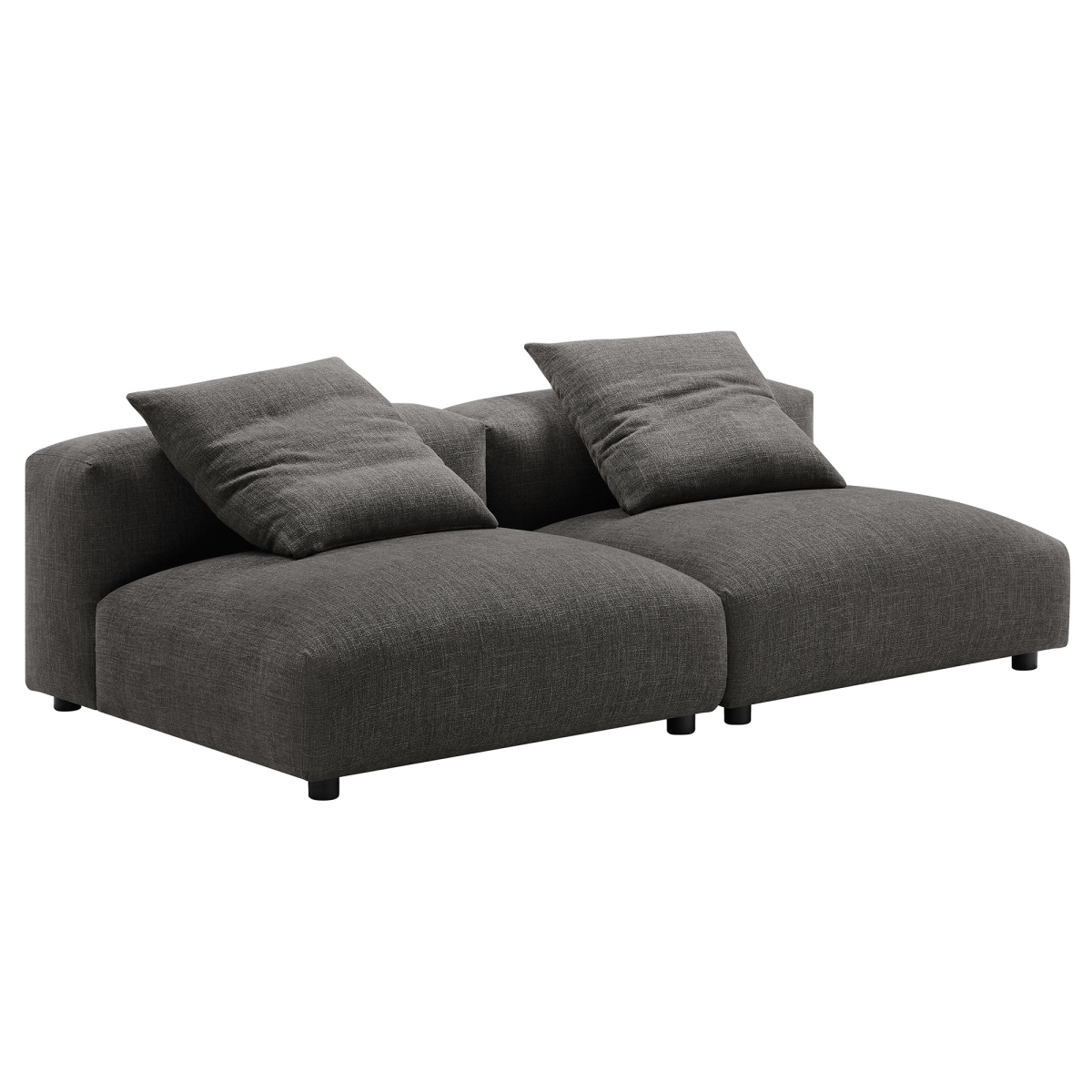 EEI-7037-CHA Solace Modular Upholstered Fabric Sofa, Charcoal - 2 Piece