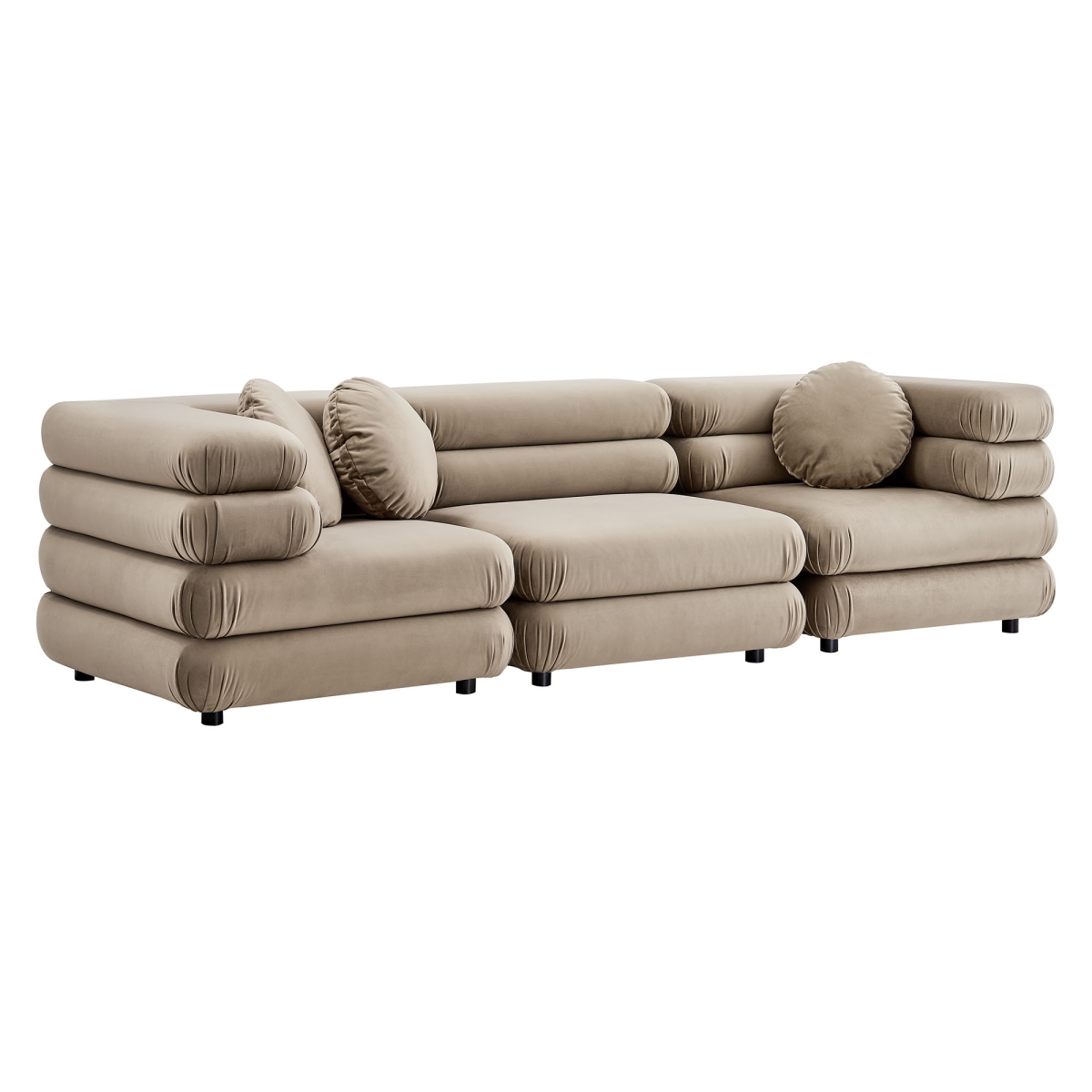 EEI-7003-TAU Jubilee Modular Performance Velvet Sectional Sofa, Taupe - 3 Piece