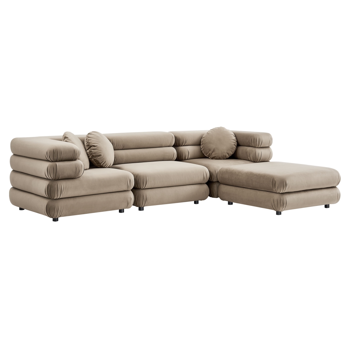 EEI-7004-TAU Jubilee Modular Performance Velvet Sectional Sofa, Taupe - 4 Piece