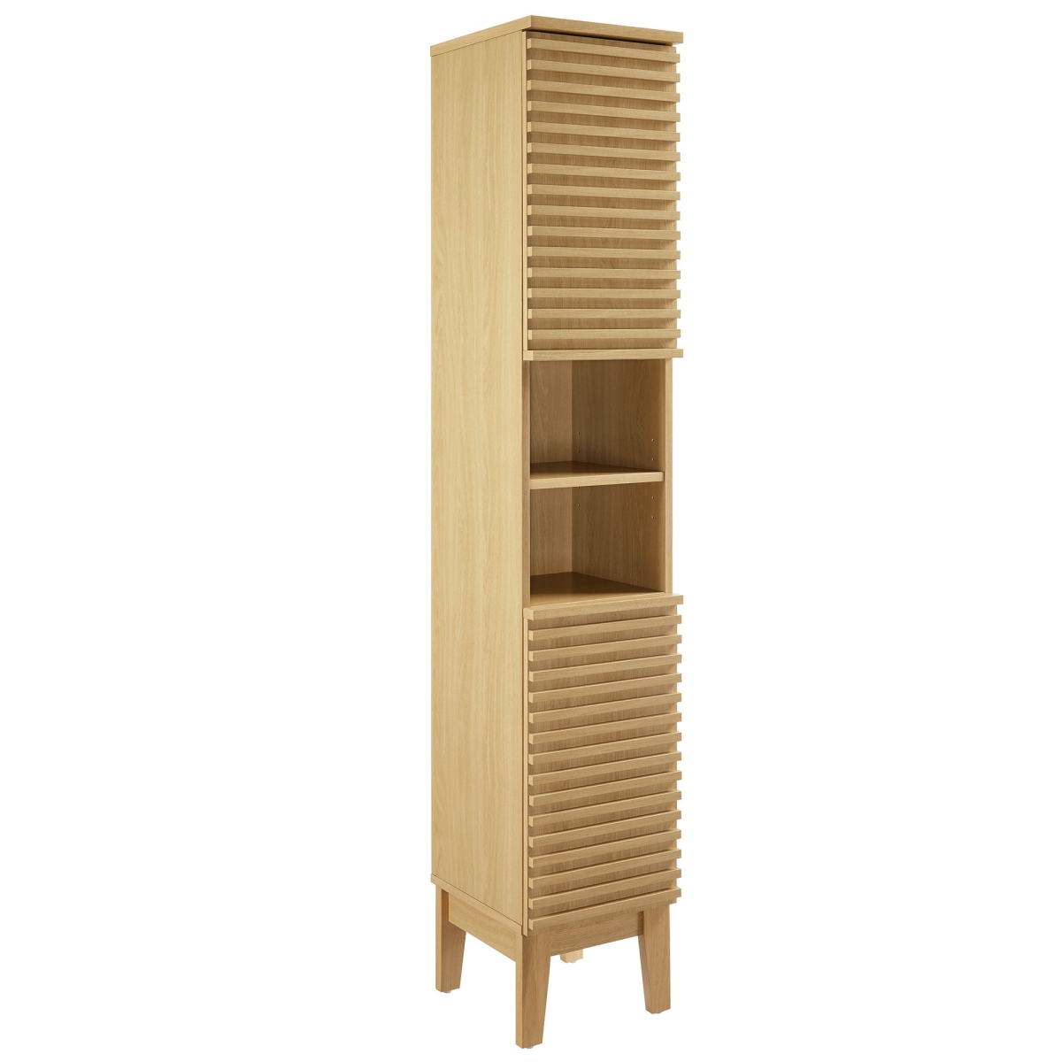 EEI-6851-OAK Render Tall Narrow Bathroom Storage Cabinet, Oak