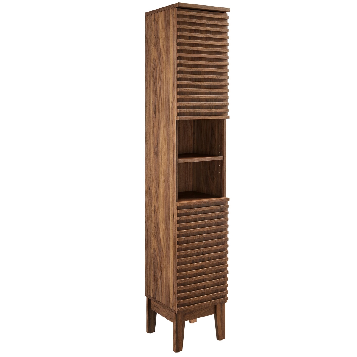 EEI-6851-WAL Render Tall Narrow Bathroom Storage Cabinet, Walnut