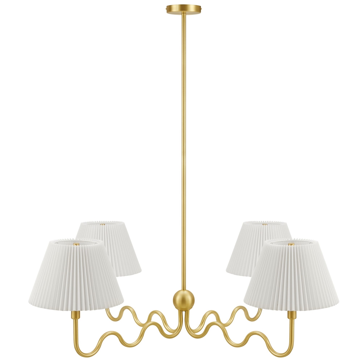 EEI-6875-BRA Wave Squiggle 4-Arm Pendant Light, Brass