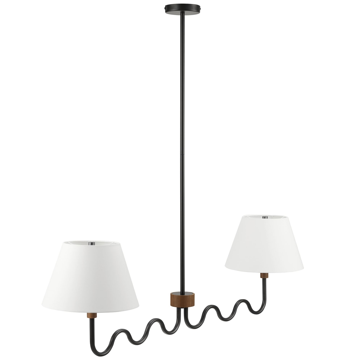 EEI-6882-WAL-BLK Sunlit Squiggle 2-Arm Pendant Light, Walnut Black