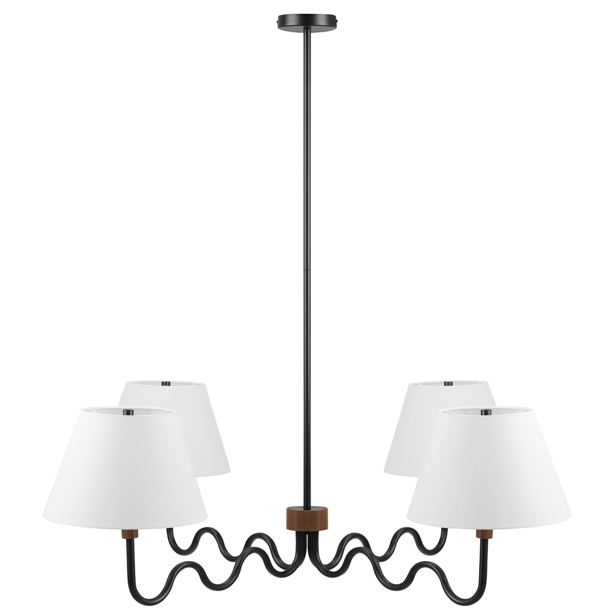 EEI-6883-WAL-BLK Sunlit Squiggle 4-Arm Pendant Light, Walnut Black