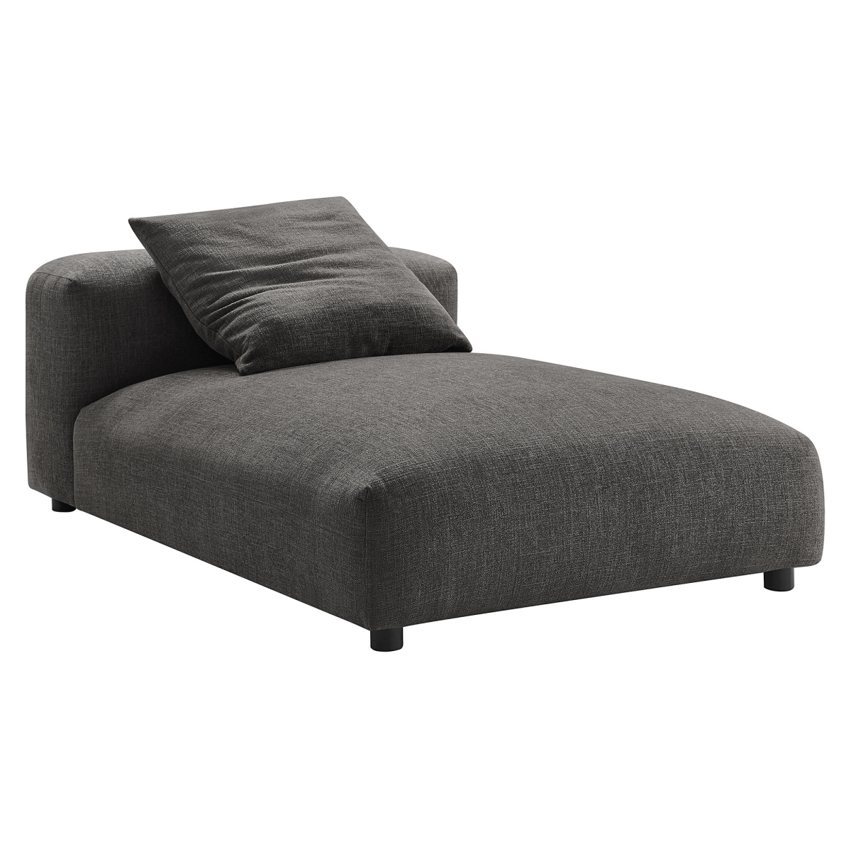 EEI-6887-CHA Solace Modular Upholstered Fabric Armless Chaise Lounge, Charcoal