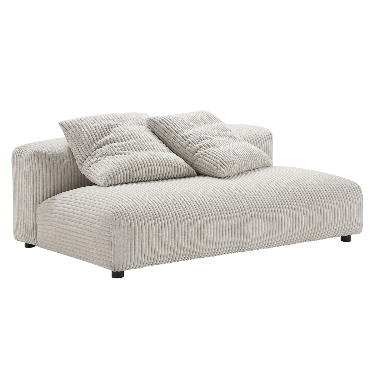 EEI-6890-ALM Solace Modular Corduroy Upholstered Armless Loveseat, Almond