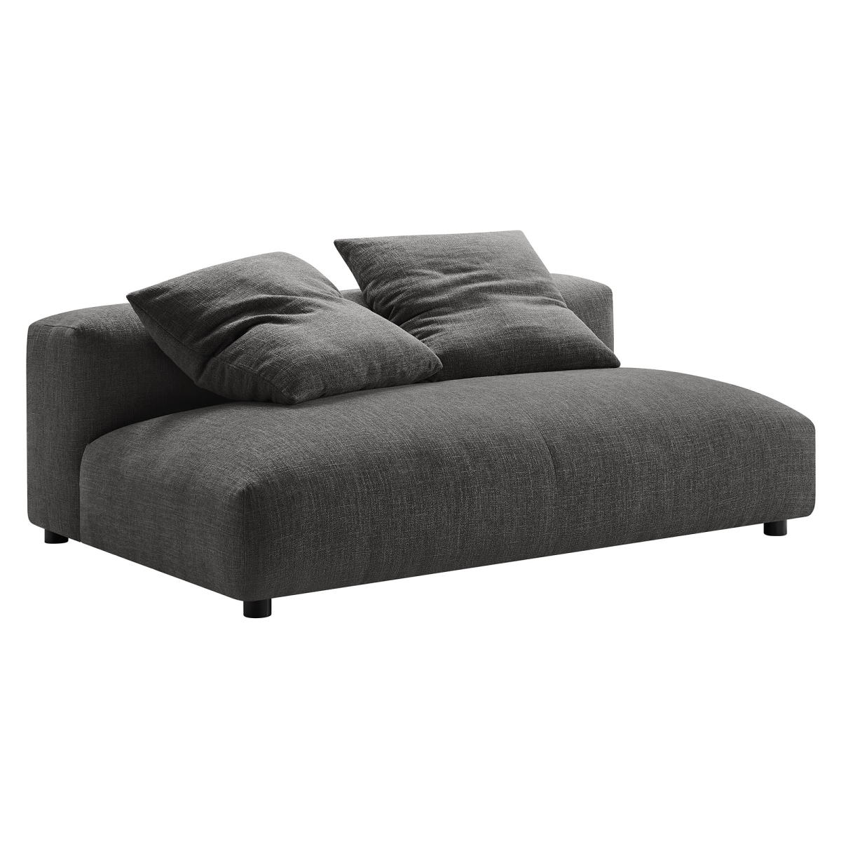 EEI-6891-CHA Solace Modular Upholstered Fabric Armless Loveseat, Charcoal